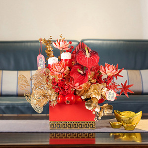 Año Nuevo chino de la suerte 2026 decoración del hogar/Oficina flor en caja de regalo cuadrada decoración Artificial Flor Para Caballo Lunar Año Nuevo - Product Image 3