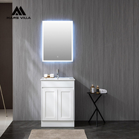 Meuble-lavabo sur pied Mars Villa sur mesure avec armoire latérale et miroir sans cadre
