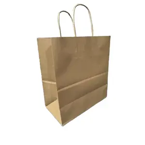 8x4.25x10.5 inç 100 adet/paket kahverengi orta boy kağıt kolları ile hediye keseleri kağıt torbalar