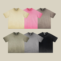 T-shirt unisexe en coton épais 275G, coupe ample, manches courtes, effet délavé américain, streetwear pour homme
