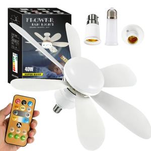Ventilador de Techo 2 en 1 con Control Remoto Inalámbrico 0728, Iluminación con 6 Aspas Silenciosas, Bombilla Compacta E27, Ventiladores LED Portátiles con Luz - Product Image 4