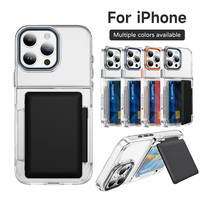 Étui de téléphone antichoc transparent en TPU rigide avec support et fente pour carte anti-RFID pour iPhone 17 16 15 Pro Max Pro