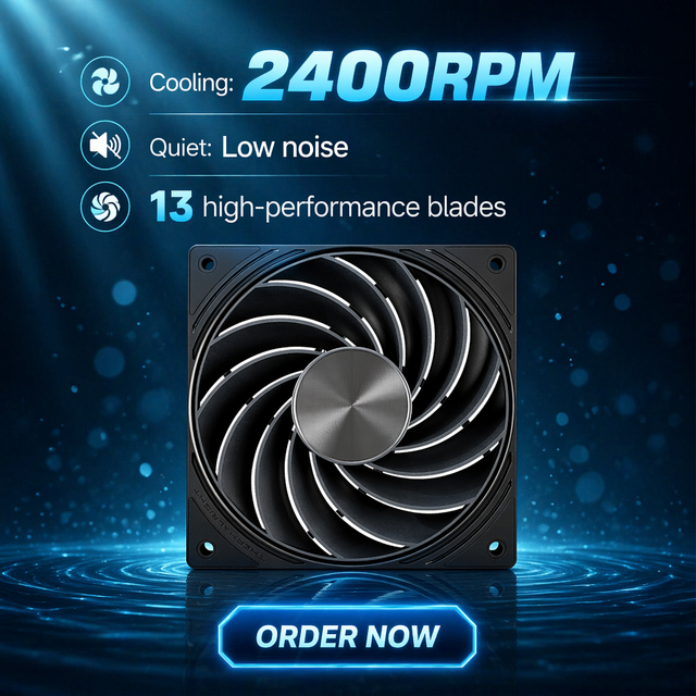 Thermalright TL-N12R-R13 12cm LCP Performance Reverse-Flow 83.2CFM 2400RPM CPU Cooling Fan Plastic 4Pin for Computer Case