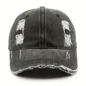 Gorra de béisbol de mezclilla vintage para hombre, con efecto desgastado, estilo 'Dad Hat' negro, para mujer, con personalidad, gorras deportivas con efecto desgastado. - Product Image 4