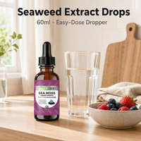 Gouttes liquides de mousse de mer personnalisées OEM ODM 60ml – Supplément végétalien à base de mousse de mer irlandaise, fucus vésiculeux et racine de bardane