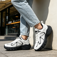 Chaussures de sport décontractées pour hommes, légères et respirantes, à lacets, avec empeigne en PU et maille, pour la marche – Grande Vente