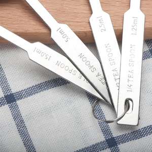 Stainless Steel <b>Measuring</b> <b>Spoon</b> Set 4 Pieces Graduated Kitchen Baking Tools Dishwasher Safe Minimalist Design Short Handle - Product Image 1