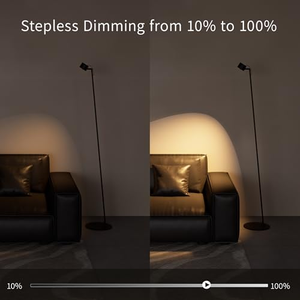 Lampe de sol pliable minimaliste avec rotation à 360° °   Tête rotative et 60° °   Base réglable noir et blanc, gain de place pour chambre, bureau, salle d'étude - Product Image 2
