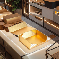 Boîte cadeau magnétique rigide dorée de luxe RTS Design, en carton verni, matériaux recyclés, emballage écologique pour cosmétiques