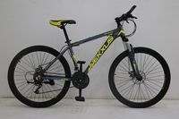 Vélo de montagne bleu à cadre en aluminium 26 pouces, 21 vitesses, double frein à disque, fourche à suspension débloquée - Prix usine