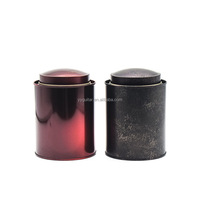 Nouvelle conception, boîte à thé en fer blanc à double couvercle, conteneur cadeau cylindrique, emballage pour grains de café, 100 ml, rangement vide pour sucre, impression offset