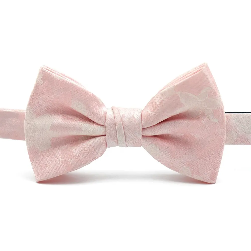 Wholesale Cheap Polyester Custom Floral Pattern Woven Butterfly Blush Pink Wedding Bow Ties