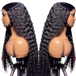 40 英寸 360 度蕾丝假发卷发水波前额无胶人发 250% 密度原生发大号女式 - Product Image 1