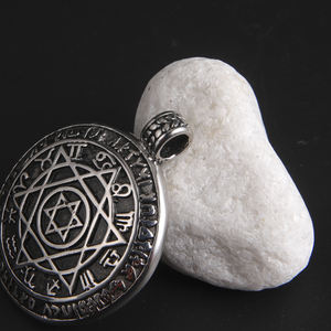 Seal salomone stella a sei punte 12 segno zodiacale ciondolo stereoscopico esagramma collane da uomo in acciaio inossidabile - Product Image 6