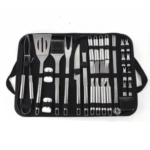 34pcs thép không gỉ xử lý công cụ thiết lập Nướng Ngoài Trời than di động BBQ grills phụ kiện Dã Ngoại công cụ với trường hợp di động