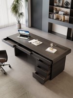 Bureau d'étude minimaliste pour la maison, bois brun foncé, minimalisme italien moderne, table d'ordinateur de bureau, tiroirs de rangement, Minis MN-CPT2