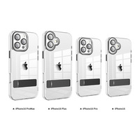 Coque de téléphone transparente colorée avec support métallique pliable pour iPhone 17 16 Pro Max 17e