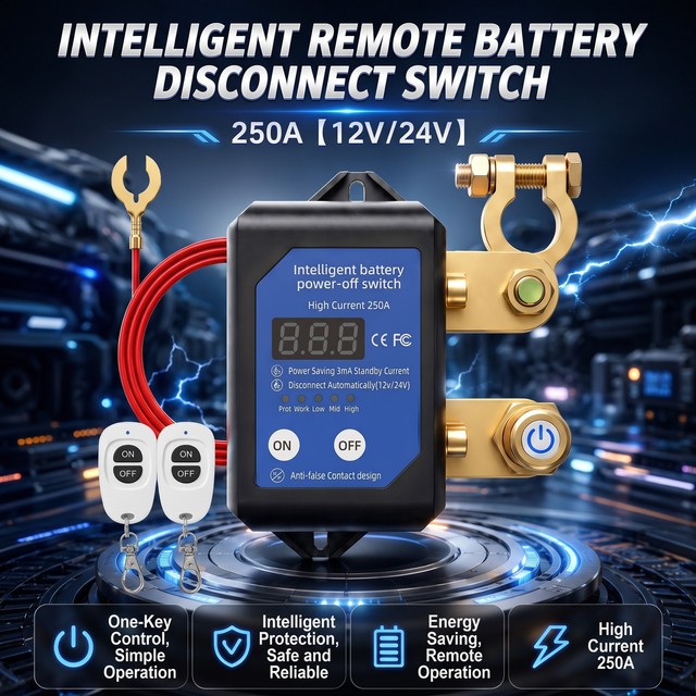 ZHTO 250A 12V/24V Intelligent Remote Battery Disconnect Switch Car Anti-Theft Cut Off Switch