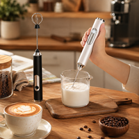 Mélangeur à boissons électrique pour latte matcha, mousseur à café portatif avec 2 fouets détachables, 3 vitesses, mousseur à lait rechargeable