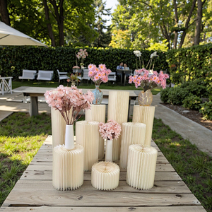 Présentoir cylindrique <span class=keywords><strong>Origami</strong></span> Table à dessert de mariage de pelouse Support pliant Guide de colonne romaine - Product Image 5