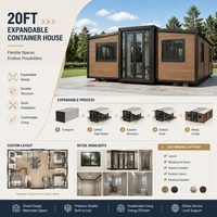 Casa Contenedor Expandible Prefabricada de Acero Duradero de 20 pies, Casa Modular Plegable de Doble Ala para Extensión de Apartamento de 40 pies