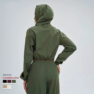 Completo Sportivo da <span class=keywords><strong>Donna</strong></span> con Protezione Solare, <span class=keywords><strong>Felpa</strong></span> con Cappuccio Antivento con Zip, Tuta da Ginnastica per Donne - Product Image 2