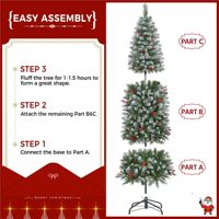 Sapin de Noël pré-éclairé de haute qualité, 150 cm, 180 cm, 210 cm, 240 cm, 270 cm, 200 lumières LED, cônes de pin, base en métal, décoration intérieure