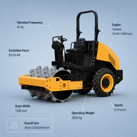 Compacteur à tambour vibrant simple ROADWAY de 3,5 tonnes avec moteur diesel pour la construction routière