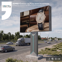 Panneau d'affichage LED extérieur personnalisé monté sur poteau avec colonne décorative pour la publicité urbaine intelligente