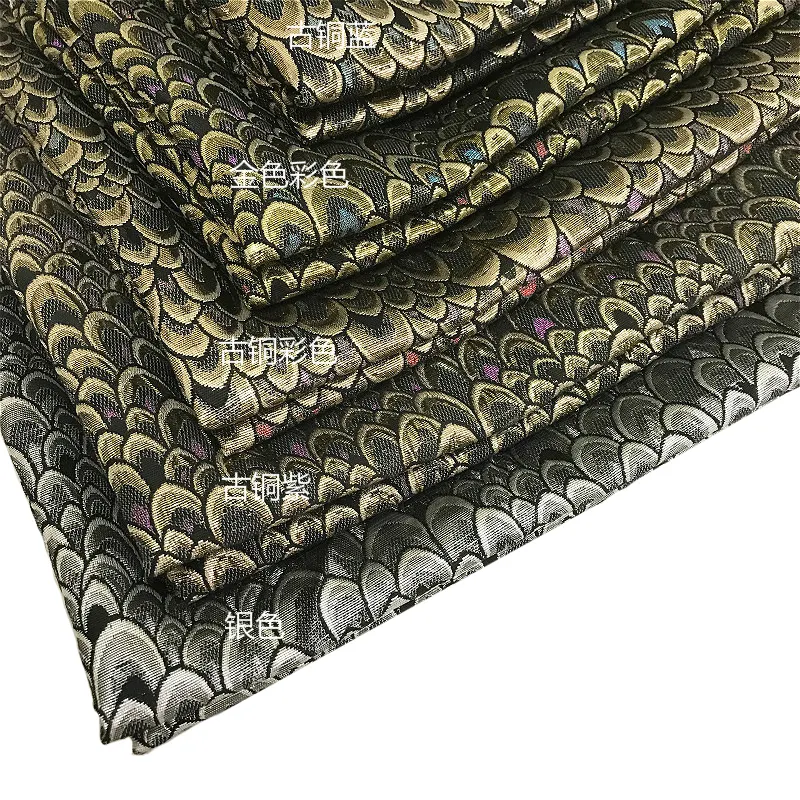 Fashion custom color luxury poly brighter brocade jacquard fabric