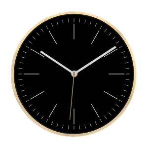 Sleek Urban 10 Inch Black Gold Bezel Analog Hanging <b>Metal</b> Minimalist Wall <b>Clock</b> for Living/Bedroom - Product Image 1