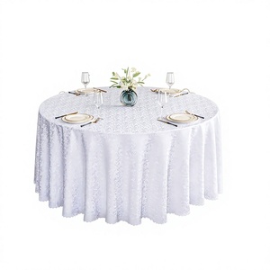 Nappe ronde en jacquard floral de luxe avec bord festonné - Housse de table en polyester de qualité supérieure pour mariages, hôtels et banquets - Product Image 2