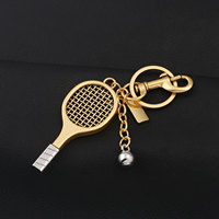 Porte-clés de luxe rétro en forme de raquette de tennis, motif tressé classique, breloque de sac en métal, pendentif sportif, anneau porte-clés pour cadeau bijou sur le thème du tennis
