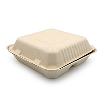 LuzhouPack-Contenedor de alimentos desechable con bisagras, compostable, ecológico, de 3 compartimentos