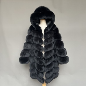 Giacca in Vera <span class=keywords><strong>Pelliccia</strong></span> di Volpe <span class=keywords><strong>Nera</strong></span> di Alta Qualità <span class=keywords><strong>con</strong></span> <span class=keywords><strong>Cappuccio</strong></span>, Cappotto Lungo e Soffice da Donna, Abbigliamento Invernale in Vera <span class=keywords><strong>Pelliccia</strong></span> - Product Image 3