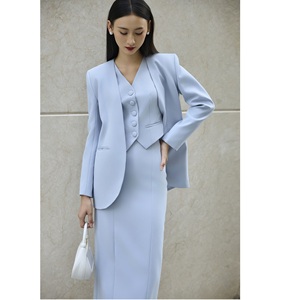Conjuntos de Mujer sin Cuello, Completamente Sólidos, Elegantes, Estilo Vietnamita, Blazer de Oficina, Minimalista, Disponible en Varios Colores, KA13 - Product Image 3