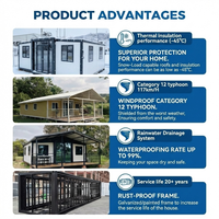 Conteneur modulaire robuste de 40 pieds avec toit, maison préfabriquée étanche et isolée pour appartement