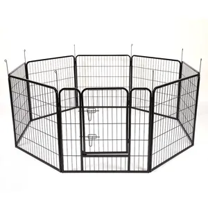 Toptan köpek çit panelleri kapalı-Yeni varış dayanıklı galvanik hattı Metal köpek çit katlanabilir çift kilit sekiz panelleri kapalı evcil hayvan çiti