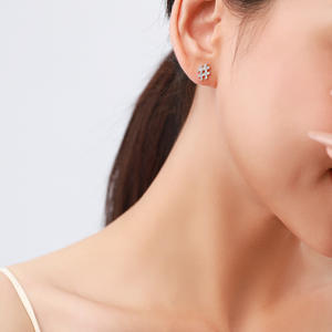 Version en cuivre personnalisable, symbole créatif, argent sterling S925, zircone taille ronde #   Boucles d'oreilles symboles pour femmes - Product Image 5