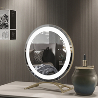 Vente en gros Grand miroir de courtoisie LED rond Miroir de maquillage simple face avec caractéristiques personnalisées pour une utilisation cosmétique de bureau