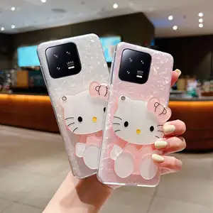 Patrón de carcasa de Hello Kitty de dibujos animados en 3D para Xiaomi 13 Pro funda de teléfono brillante 11 funda protectora maquillaje para Redmi 6 Pro