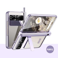 Mode Stand Caméra Shell Film Charnière Protection Galvanoplastie Pliant Dur PC Mobile Téléphone Couverture Cas Pour Google Pixel Pli