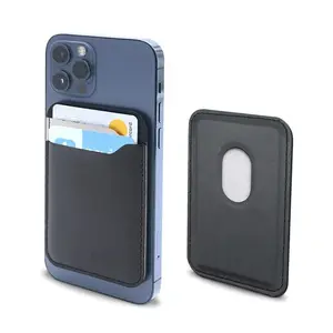 Funda magnética para teléfono móvil, carcasa de cuero PU plegable con dos ranuras para tarjetas, logotipo personalizado