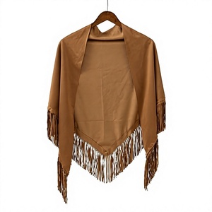 Chaleco corto de gamuza para mujer, chaleco bohemio de poliéster de color liso para uso diario - Product Image 1