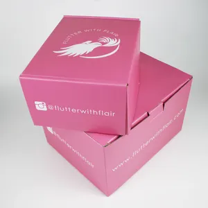 맞춤형 골판지 우편함. 핑크 크래프트 종이 의류 배송 상자 사용자 정의 로고