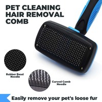 Ensemble de toilettage pour animaux de compagnie en acier inoxydable 3 pièces : Brosse lissante autonettoyante et peigne démêlant pour chiens - Vente en gros