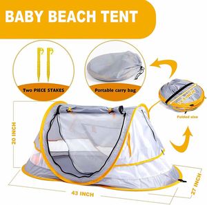 Carpa de Playa Portátil para Niños con Protección Solar UPF 50+, Carpa de Playa Plegable para Bebés, Material de Poliéster - Product Image 3