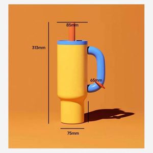 40 Oz <b>Stainless</b> <b>Steel</b> <b>Tumbler</b> With Handle Straw Lid Insulated Vacuum Flask Water Cup for Car New Design - Product Image 3