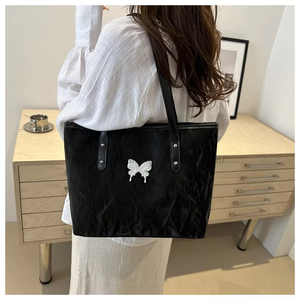 New High-End Women's <b>Tote</b> Handbag Fashionable Large Capacity <b>Zip</b> Closure Shoulder Bag Solid Color PU Ladies Bags - Product Image 5