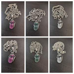 Chrom Hearts 舌头吊坠项链 银色 男女款 镶嵌彩色钻石 轻奢复古做旧时尚 - Product Image 4